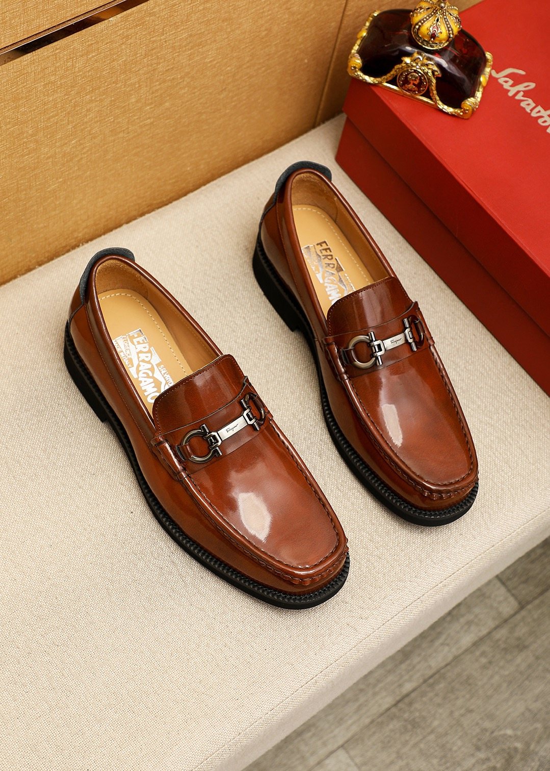 Ferragamo Leather Bit Loafers — front