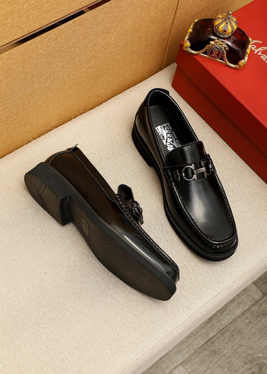 Ferragamo Leather Bit Loafers — front