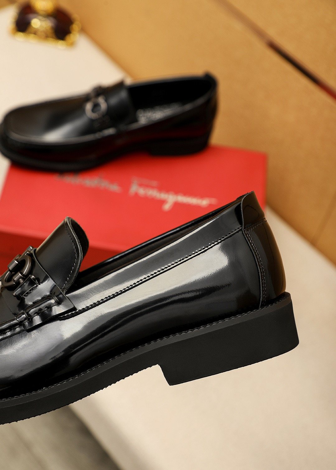 Ferragamo Leather Bit Loafers — detail