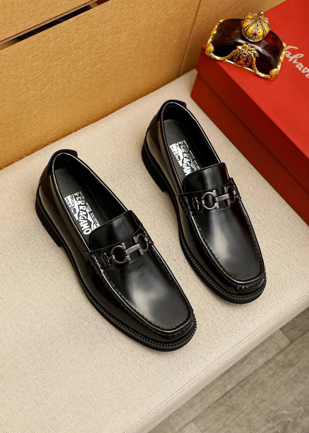Ferragamo Leather Bit Loafers — front