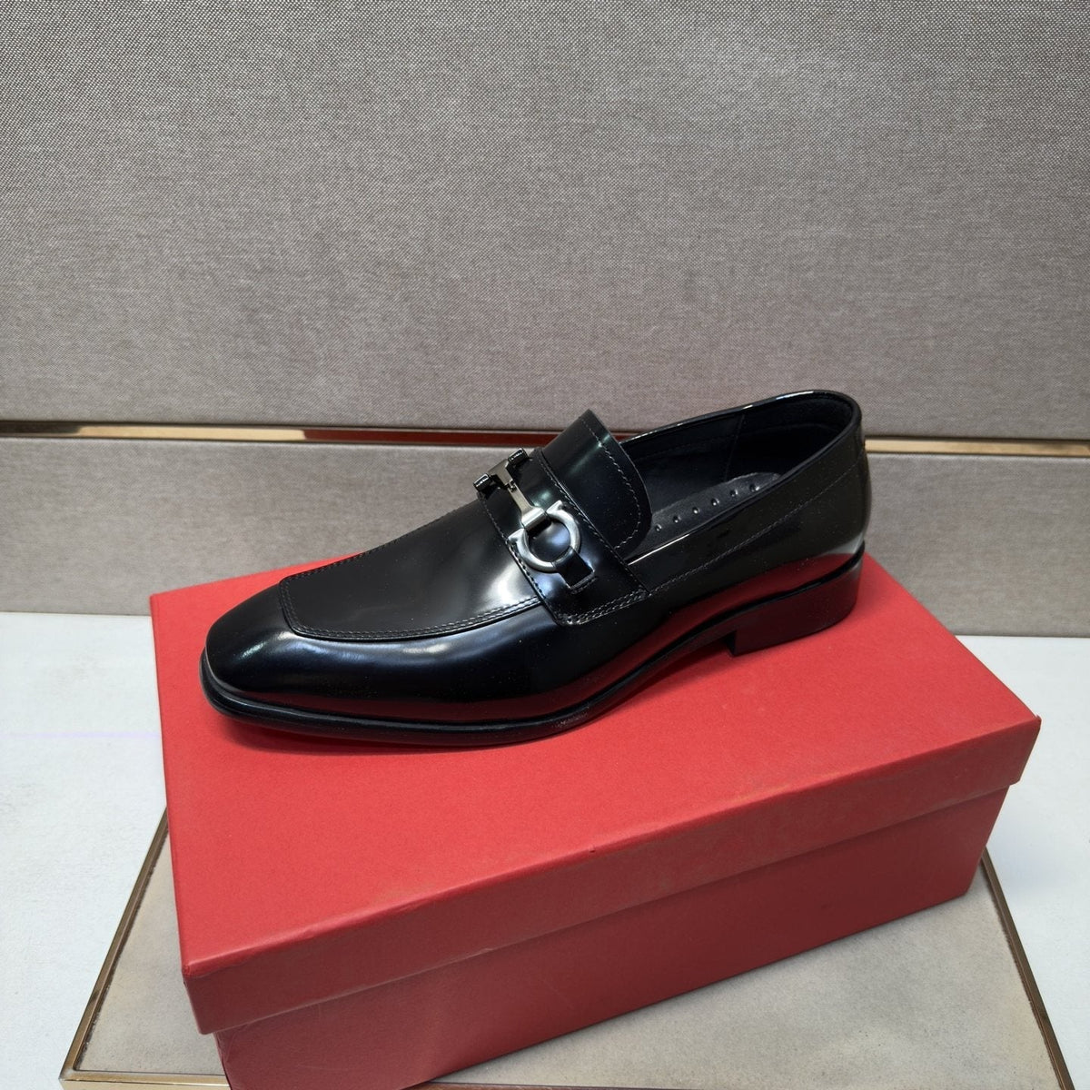 Ferragamo Brown Buckle Loafers — side