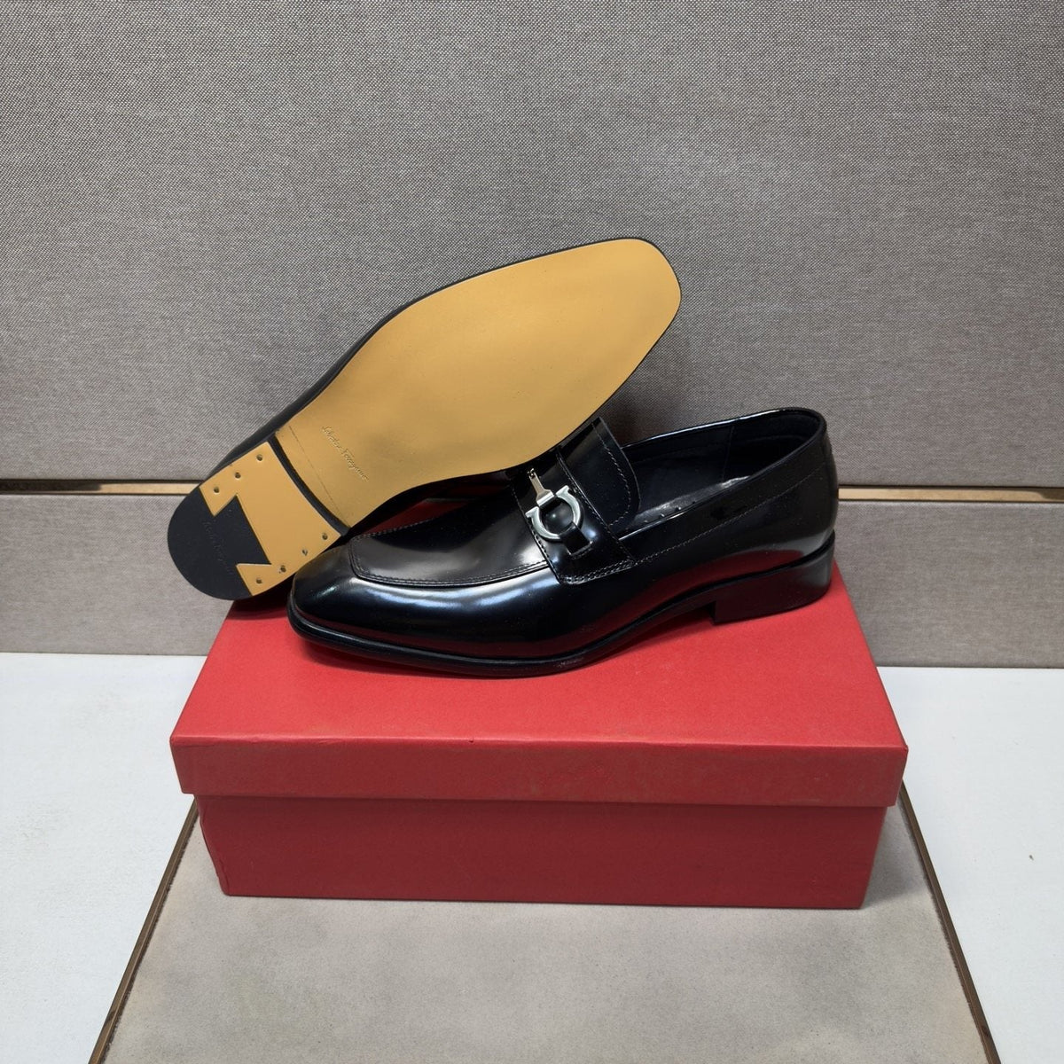 Ferragamo Brown Buckle Loafers — back