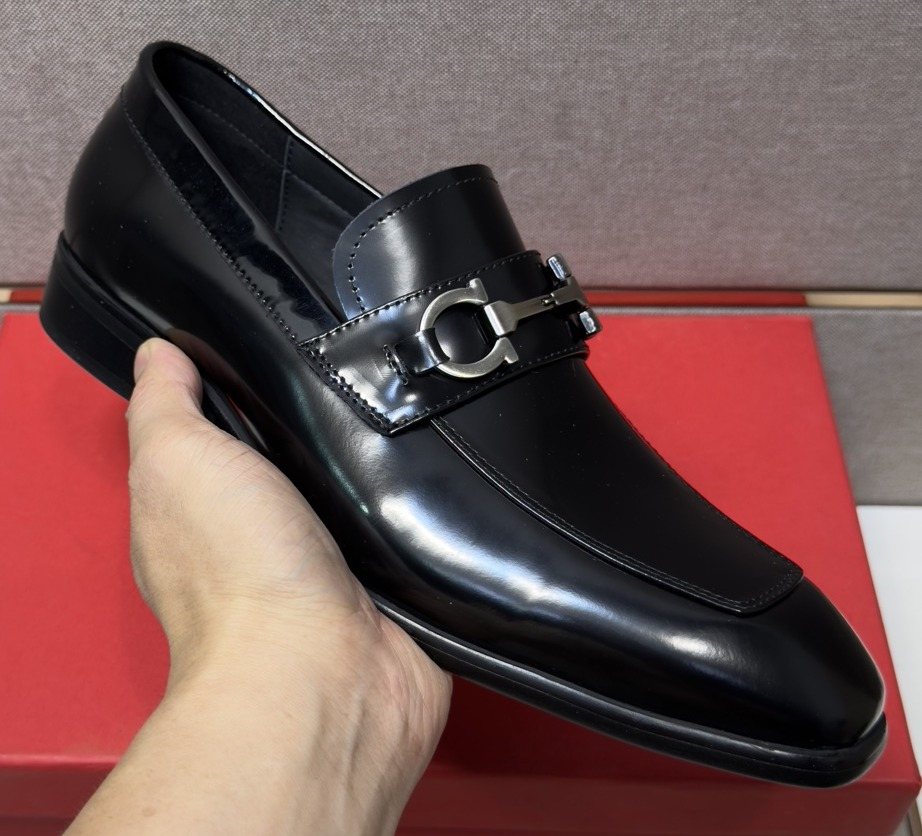 Ferragamo Brown Buckle Loafers — front