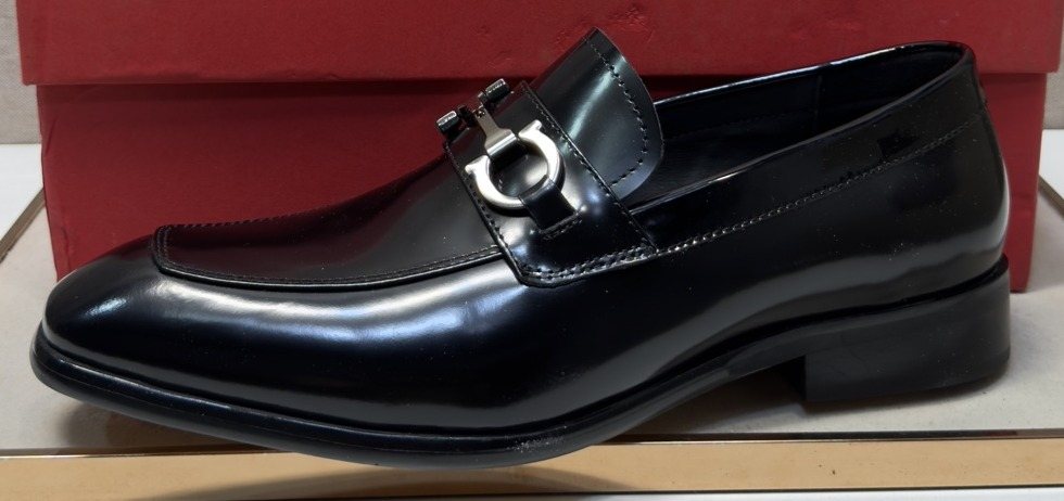 Ferragamo Brown Buckle Loafers — front