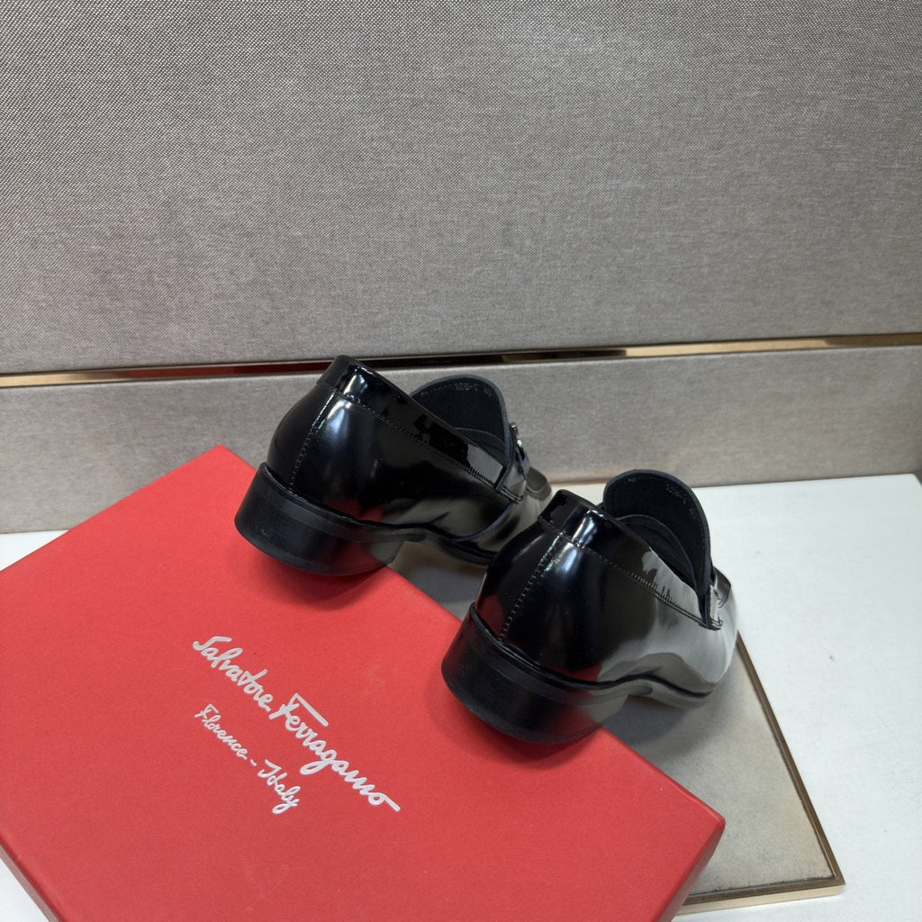 Ferragamo Brown Buckle Loafers — back