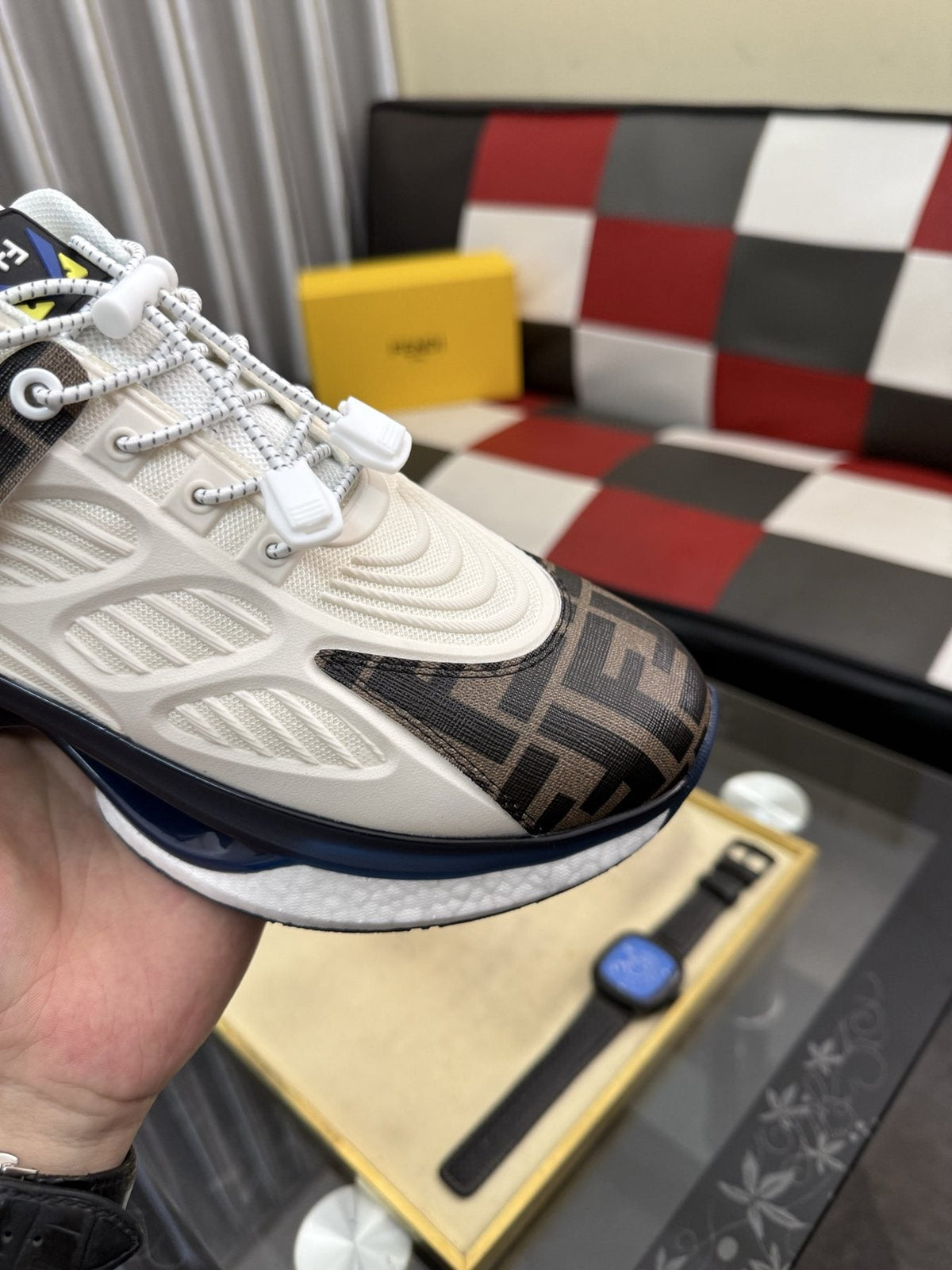 Fendi Patterned Toe Low-Top Sneakers — detail