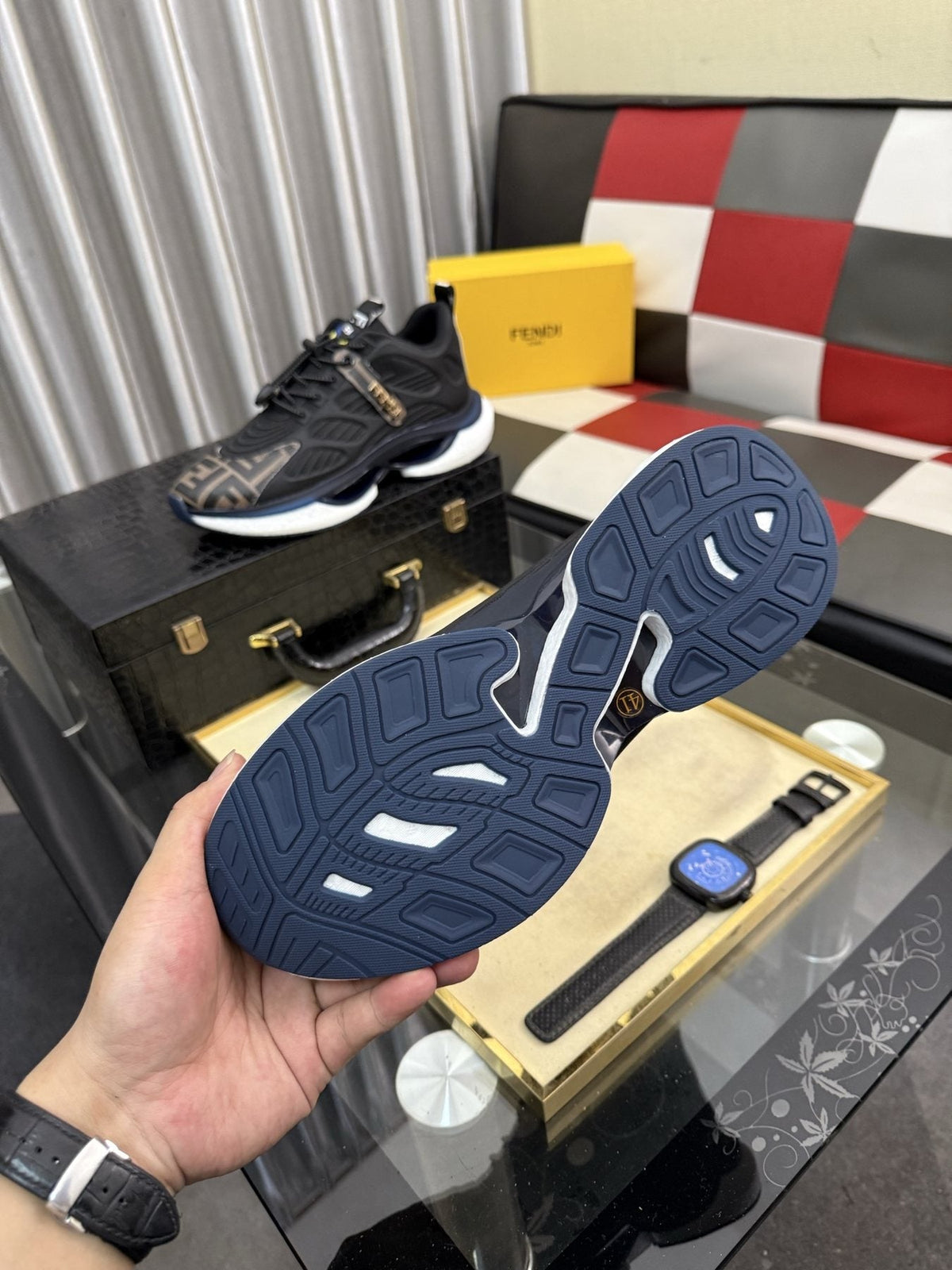 Fendi Patterned Toe Low-Top Sneakers — detail