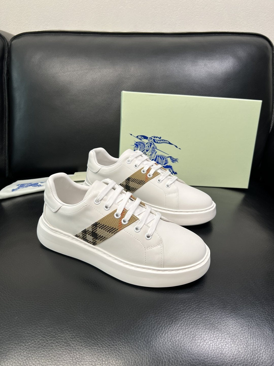 BURBERRY Check-Panel Low-Top Sneakers — hero