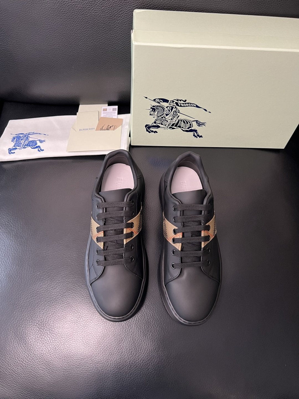 BURBERRY Check-Panel Low-Top Sneakers — side