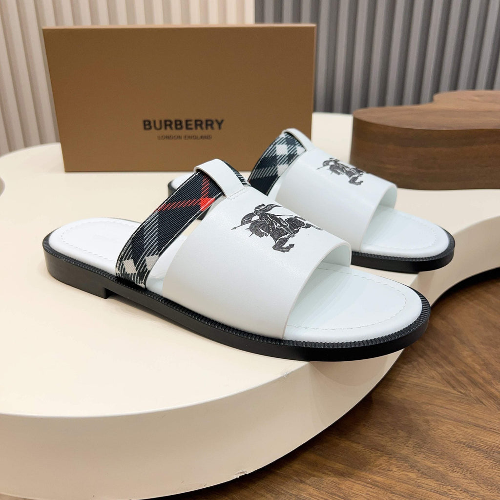 Burberry Checked Accent Slide Sandals — hero