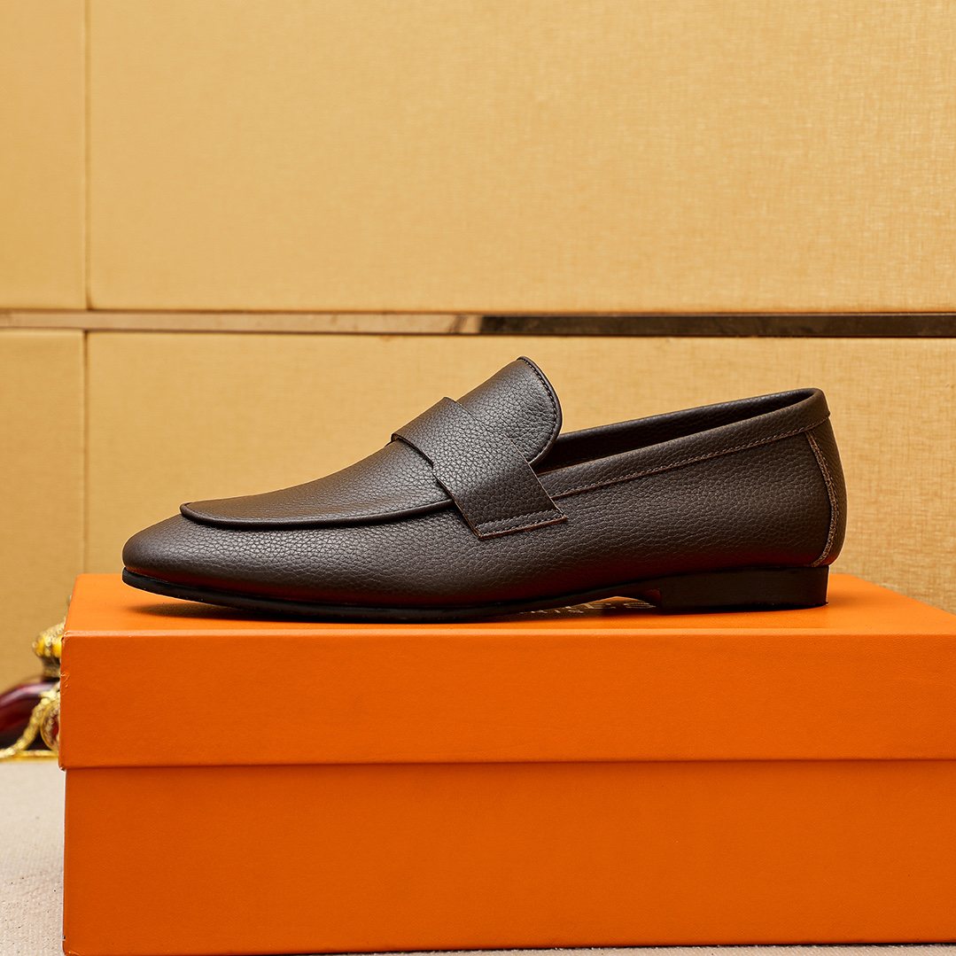 Hermès Pebbled Leather Loafers — side