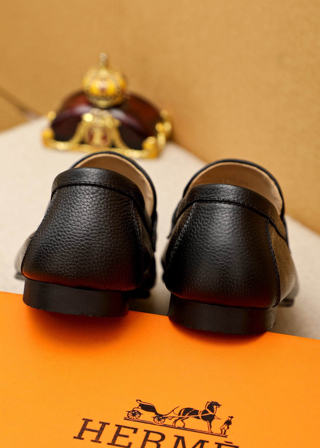 Hermès Pebbled Leather Loafers — back