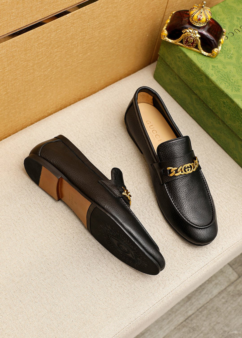 Gucci Pebble Leather Loafers — front