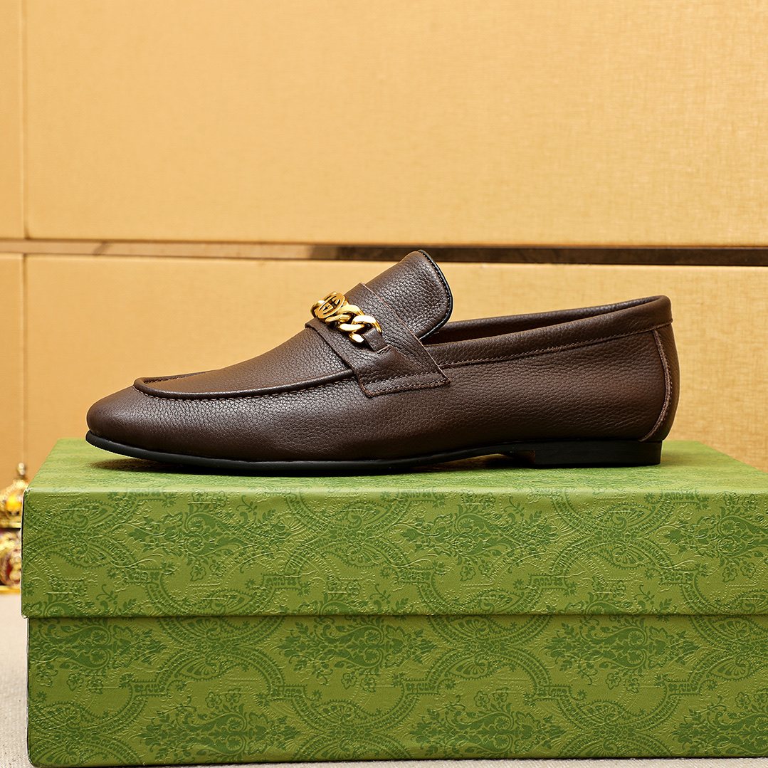 Gucci Pebble Leather Loafers — side