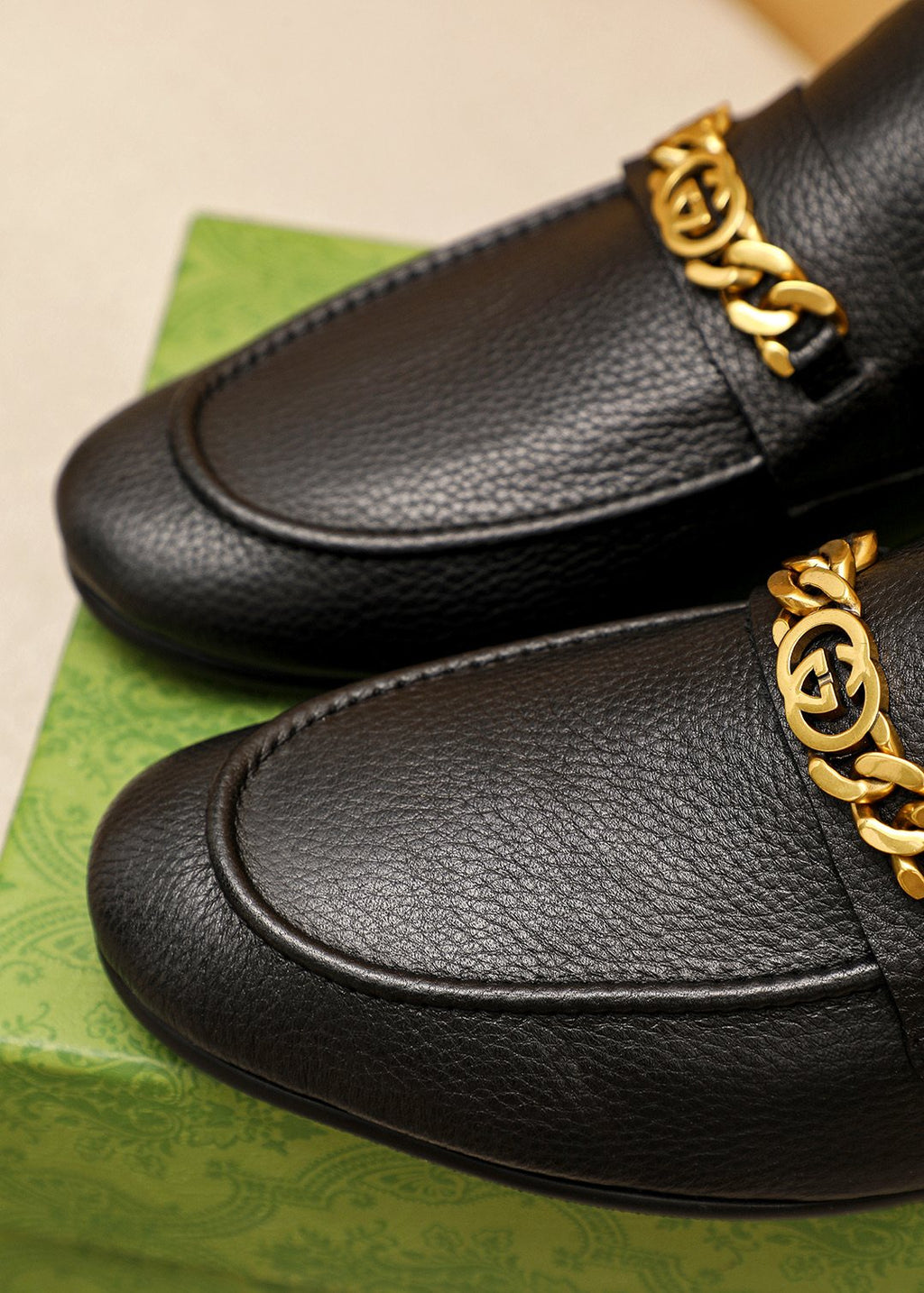 Gucci Pebble Leather Loafers — detail