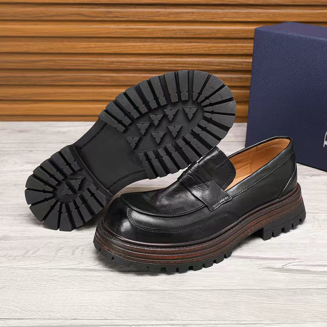 Dior Leather Moc-Toe Loafers — side