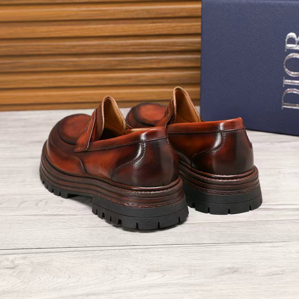 Dior Leather Moc-Toe Loafers — back