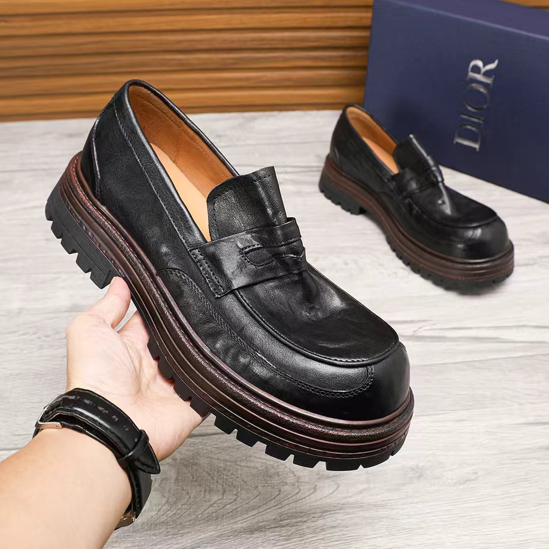 Dior Leather Moc-Toe Loafers — model