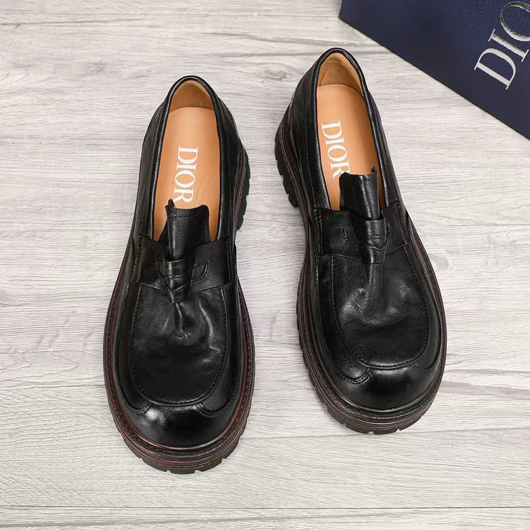 Dior Leather Moc-Toe Loafers — hero