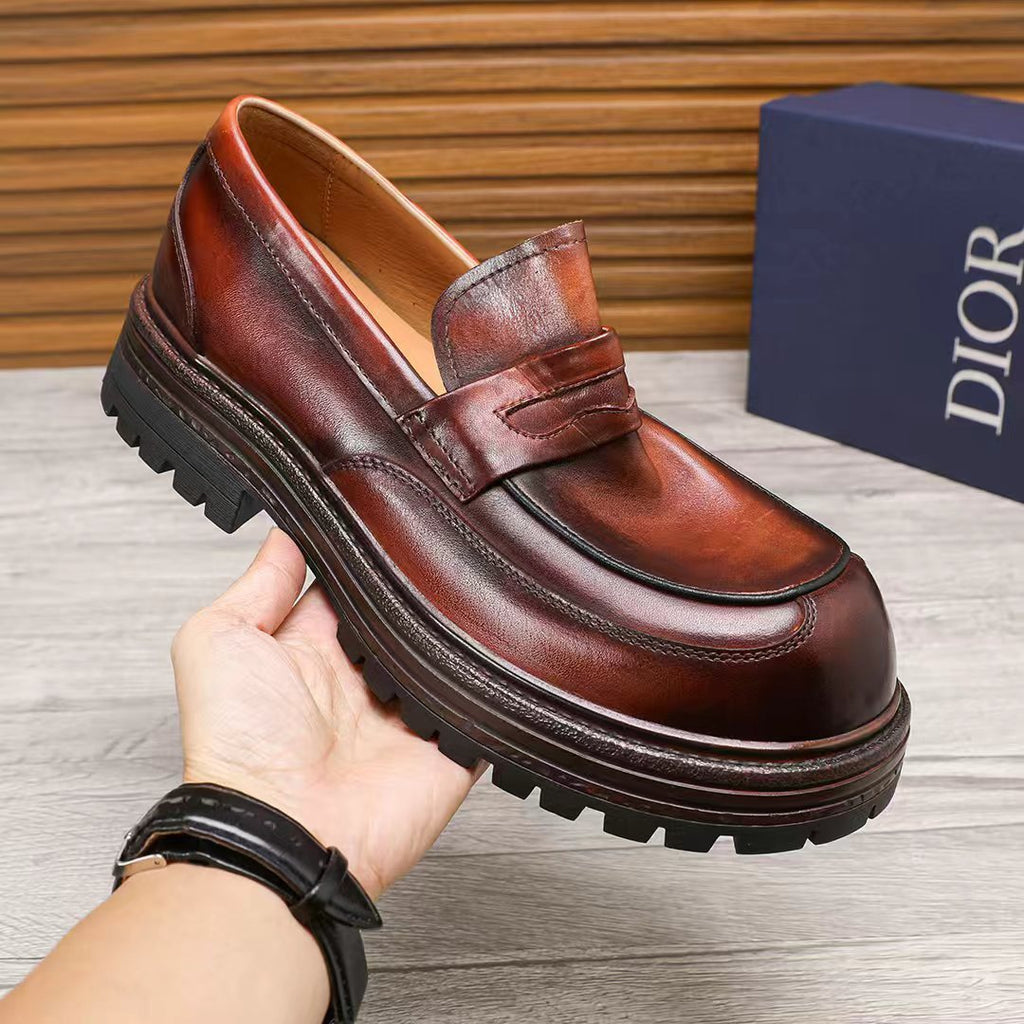 Dior Leather Moc-Toe Loafers — model