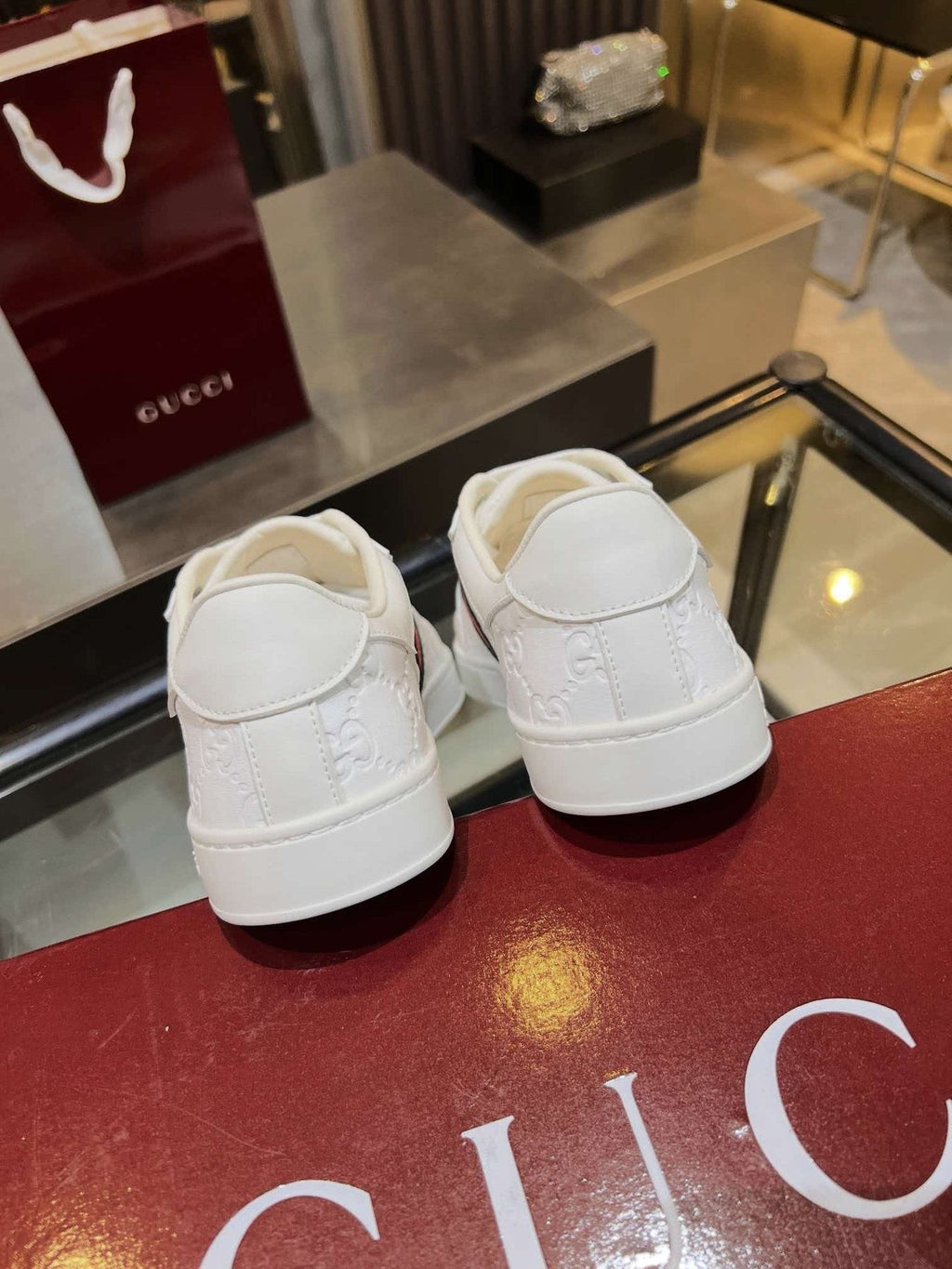 Gucci Green and Red Stripe Low-Top Sneakers — back