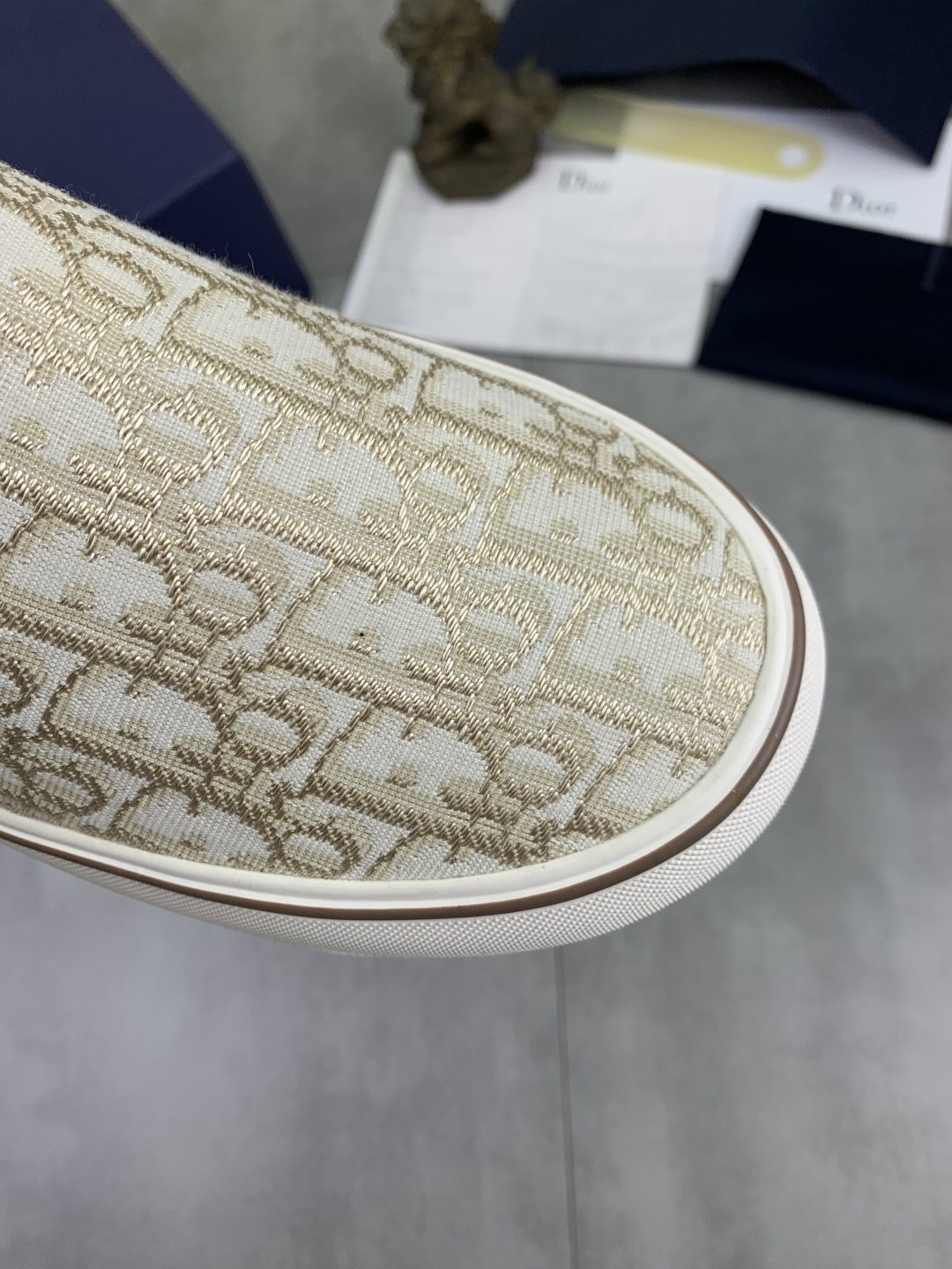 微商相册测试鞋子-Dior Cream Beige Patterned Slip-On Sneakers — detail