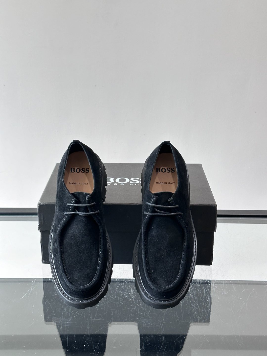 BOSS Suede Lug Sole Derby Shoes — front