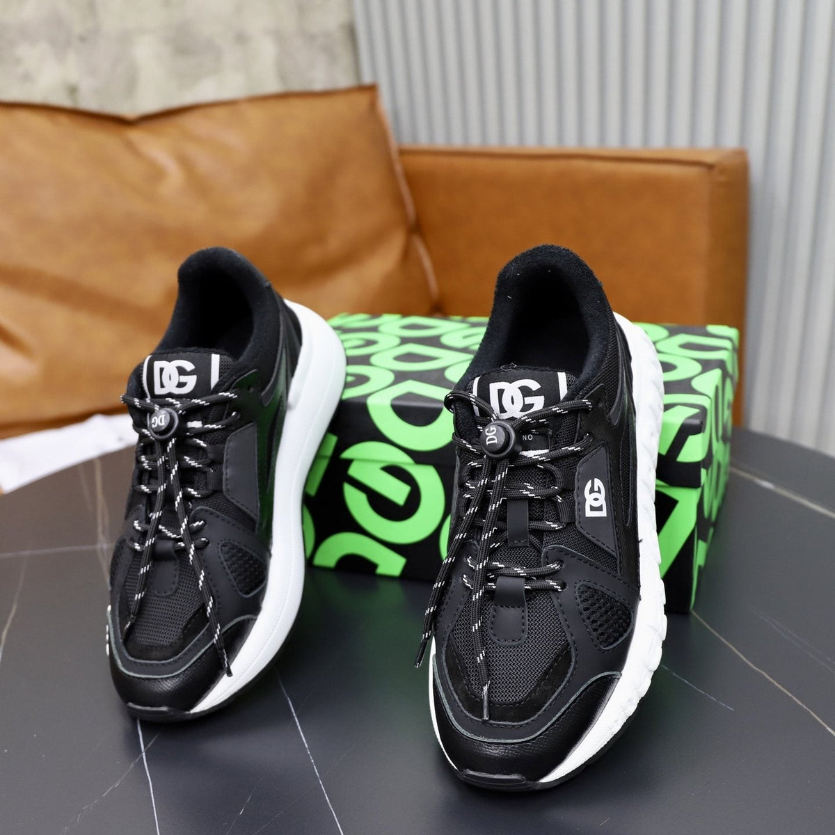 Dolce & Gabbana Black & White Athletic Sneakers — front