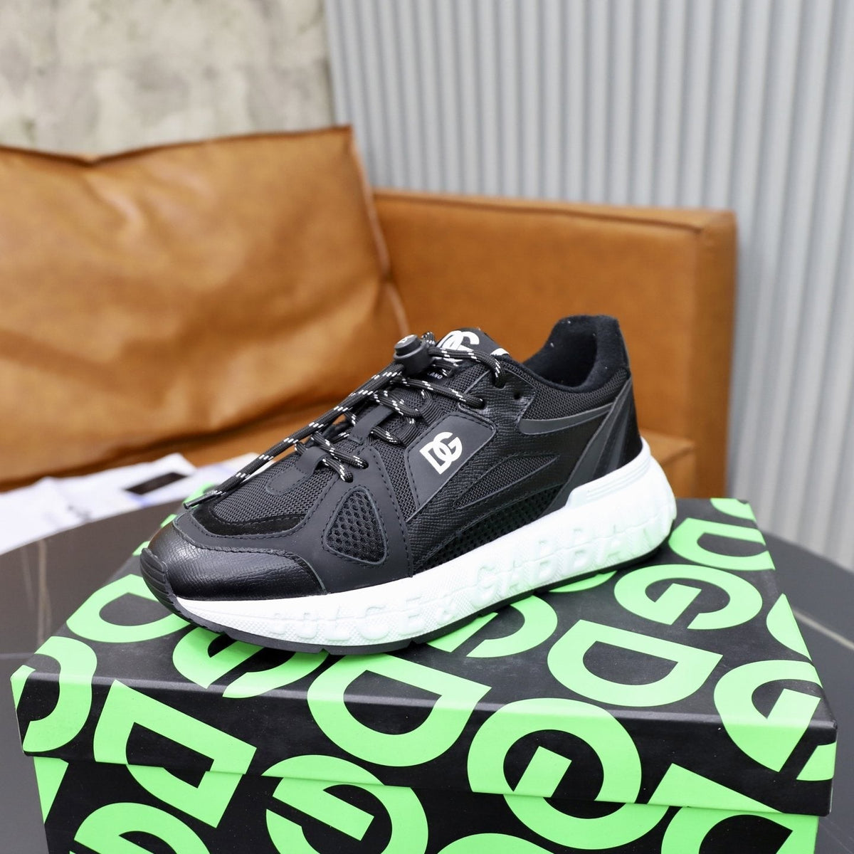Dolce & Gabbana Black & White Athletic Sneakers — side