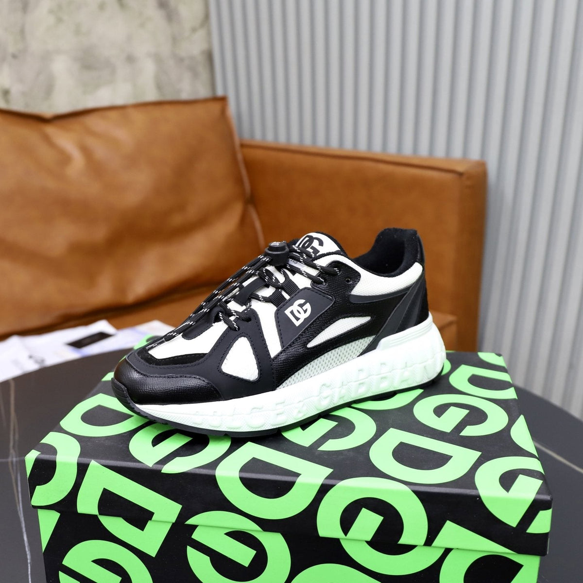 Dolce & Gabbana Black & White Athletic Sneakers — side