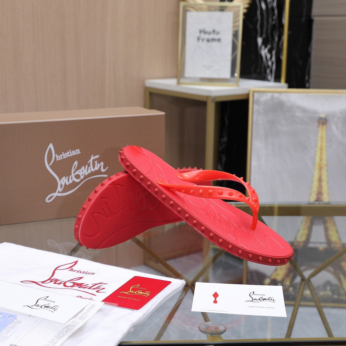 Christian Louboutin Studded Thong Flip-Flop Sandals — side