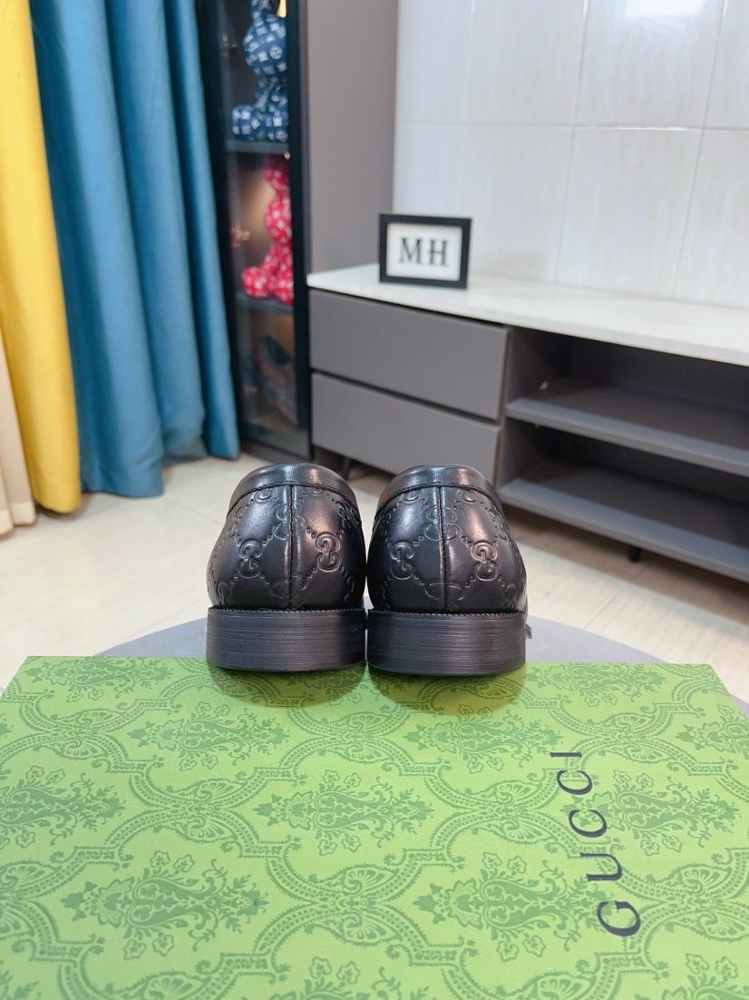 Gucci Embossed Metal-Hardware Loafers — back