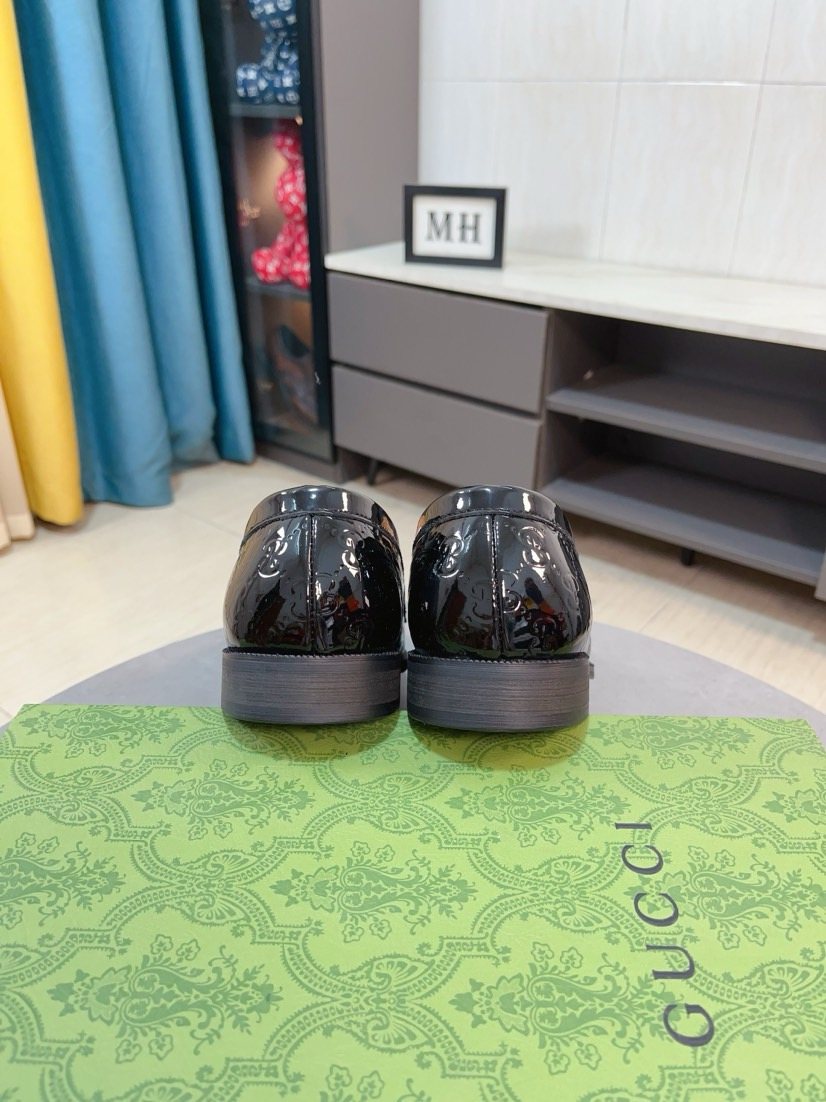 Gucci Embossed Metal-Hardware Loafers — back
