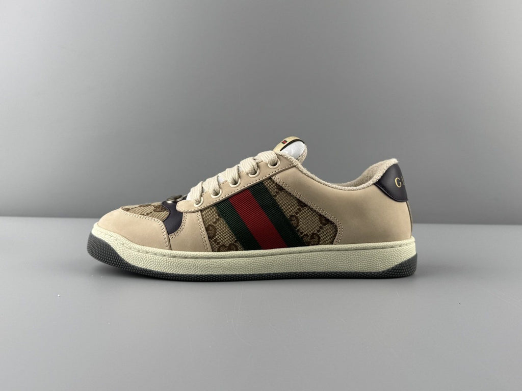 Gucci Beige Web Stripe Sneakers — hero