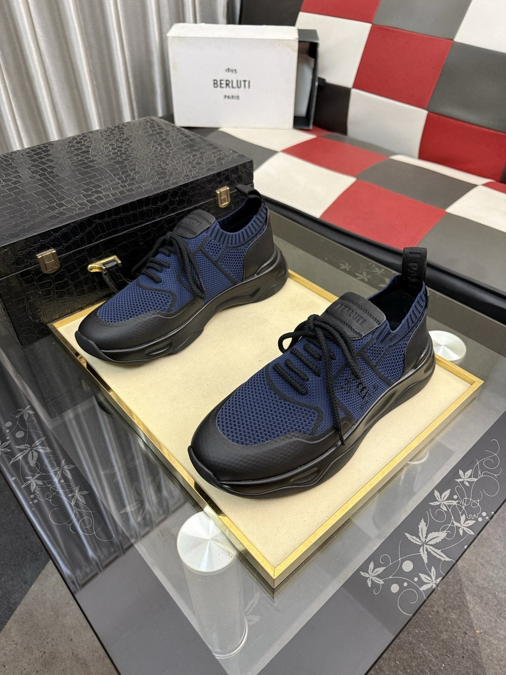 BERLUTI Mesh-Panel Lace-Up Sneakers — front