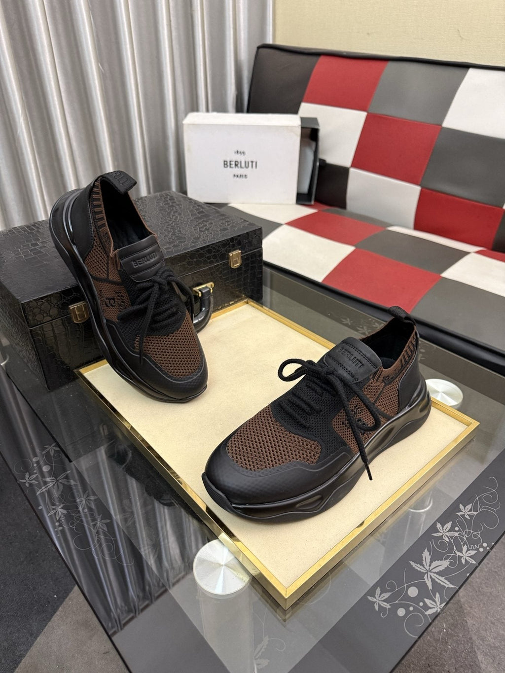 BERLUTI Mesh-Panel Lace-Up Sneakers — side