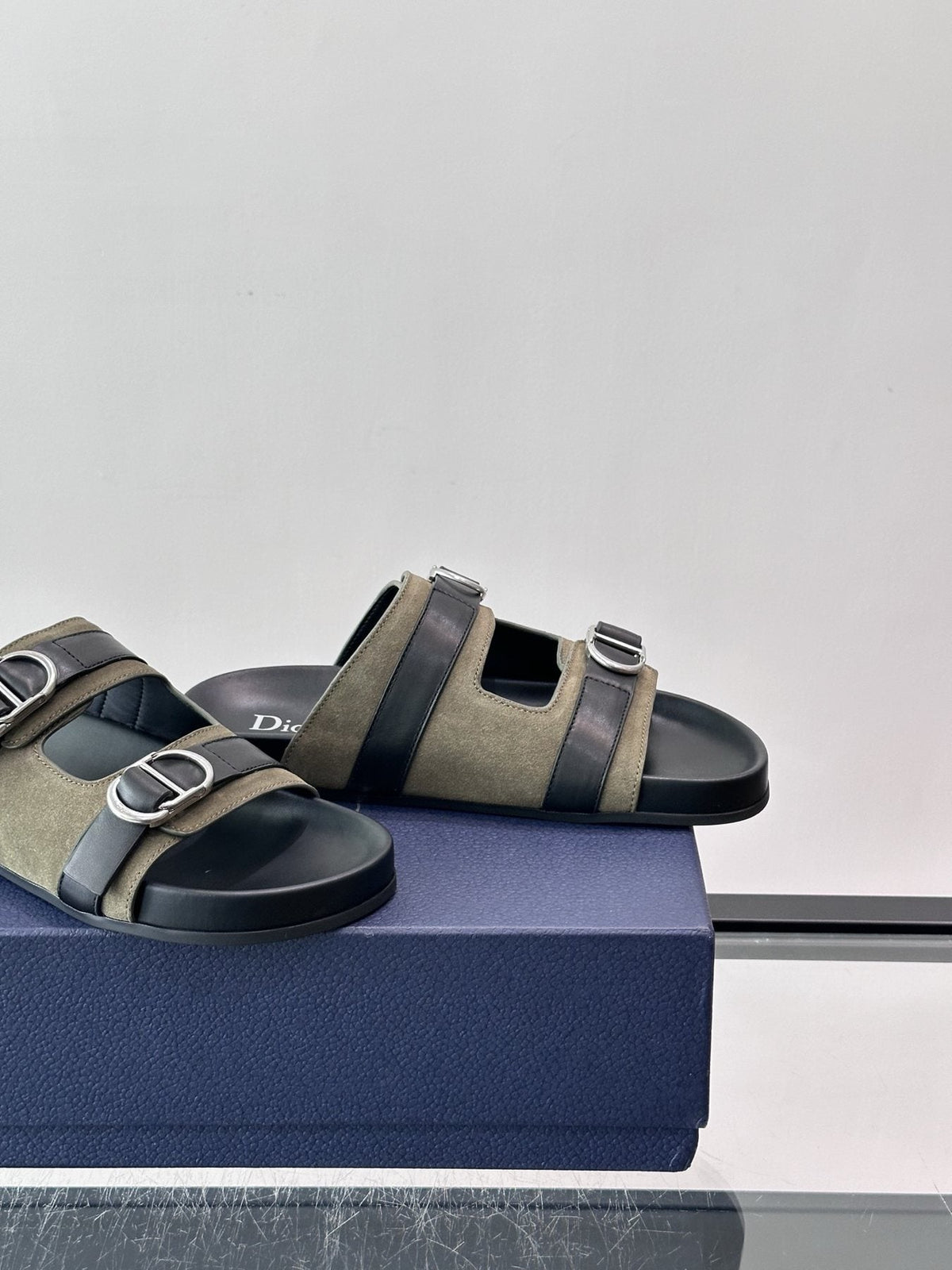 Dior Two-Strap Buckle Sandals — detail