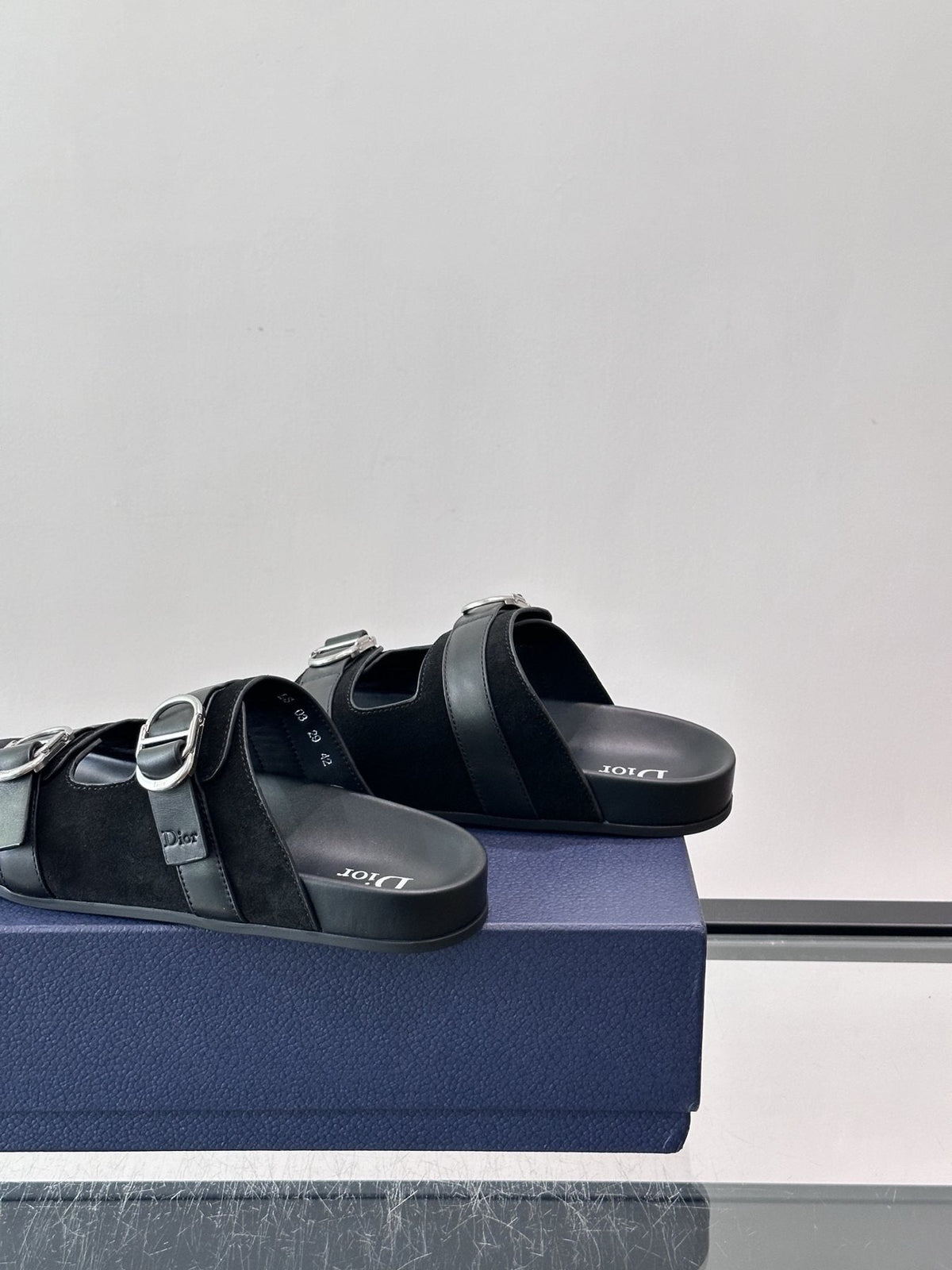 Dior Two-Strap Buckle Sandals — detail