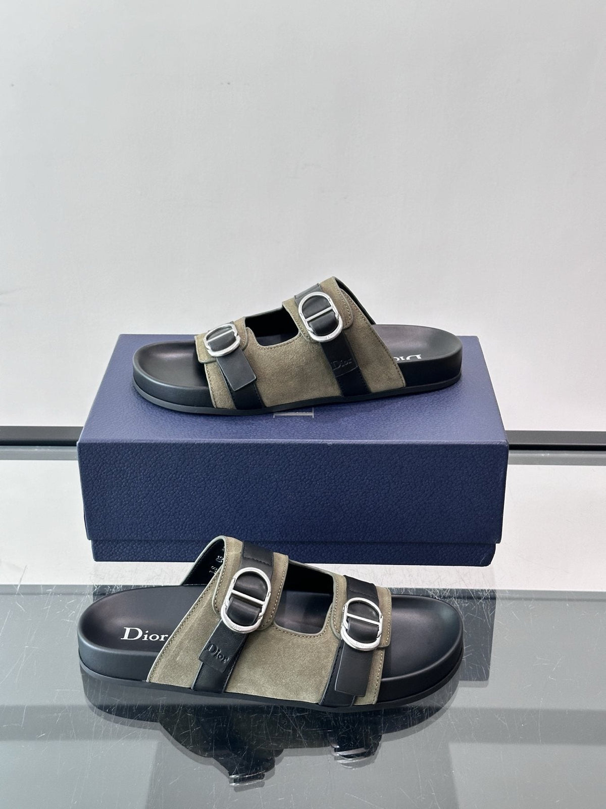 Dior Two-Strap Buckle Sandals — side