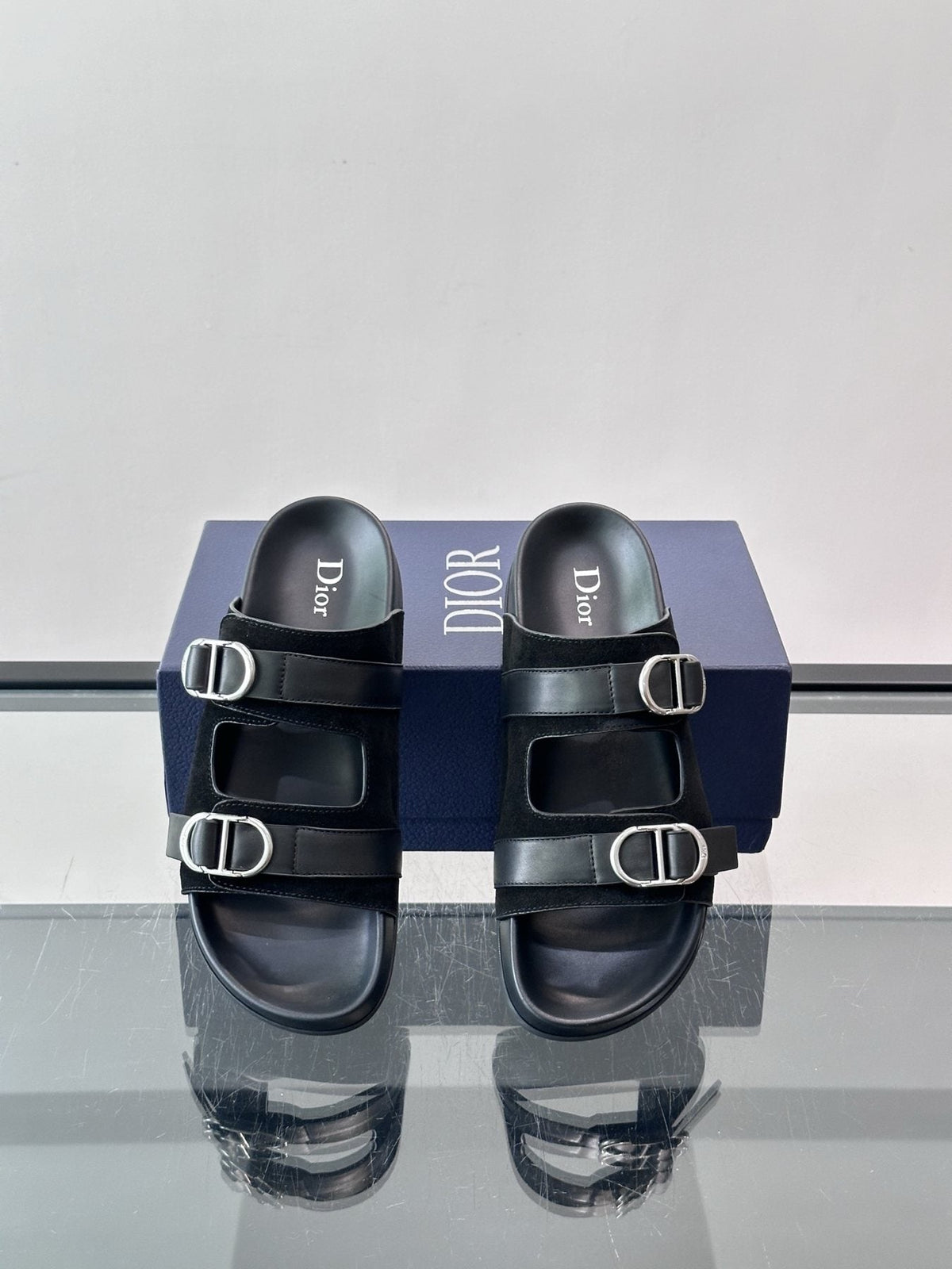 Dior Two-Strap Buckle Sandals — side