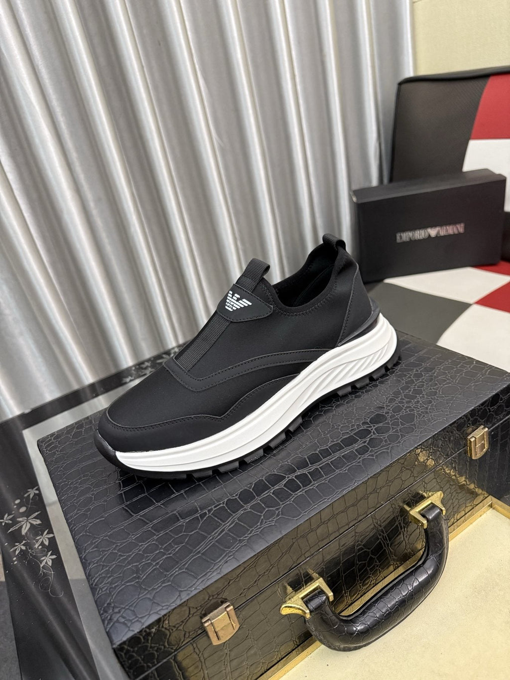 Armani Layered Slip-On Sneakers — front