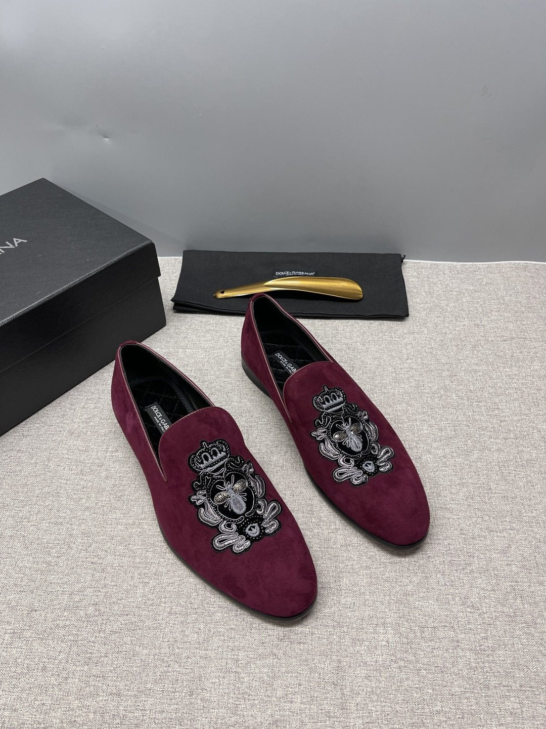 Dolce & Gabbana Crown Embroidered Loafers — front