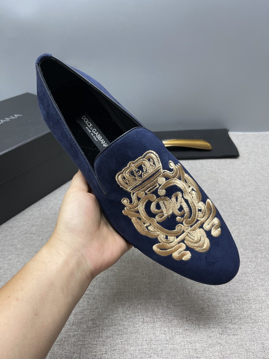Dolce & Gabbana Crown Embroidered Loafers — front