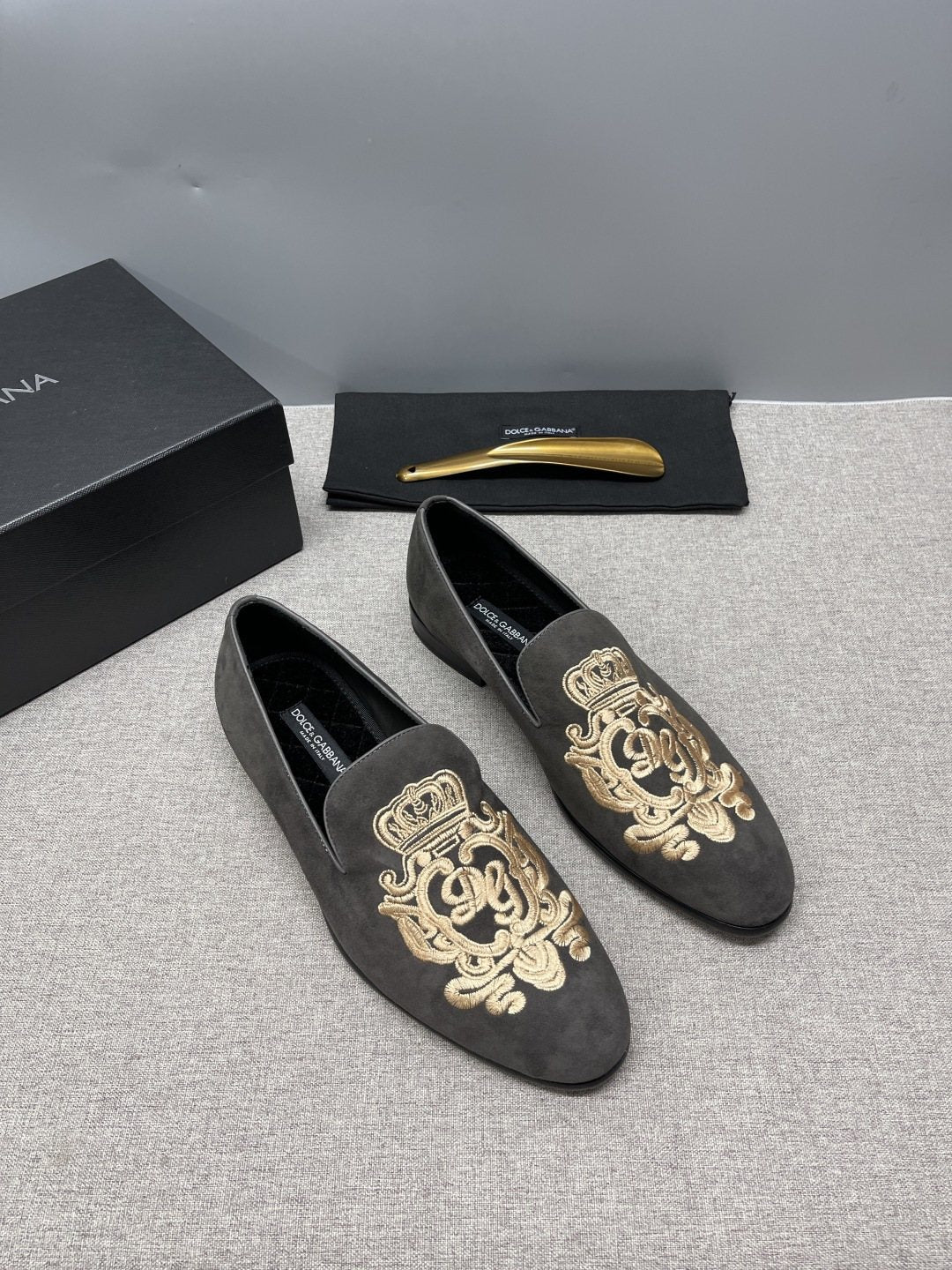 Dolce & Gabbana Crown Embroidered Loafers — front
