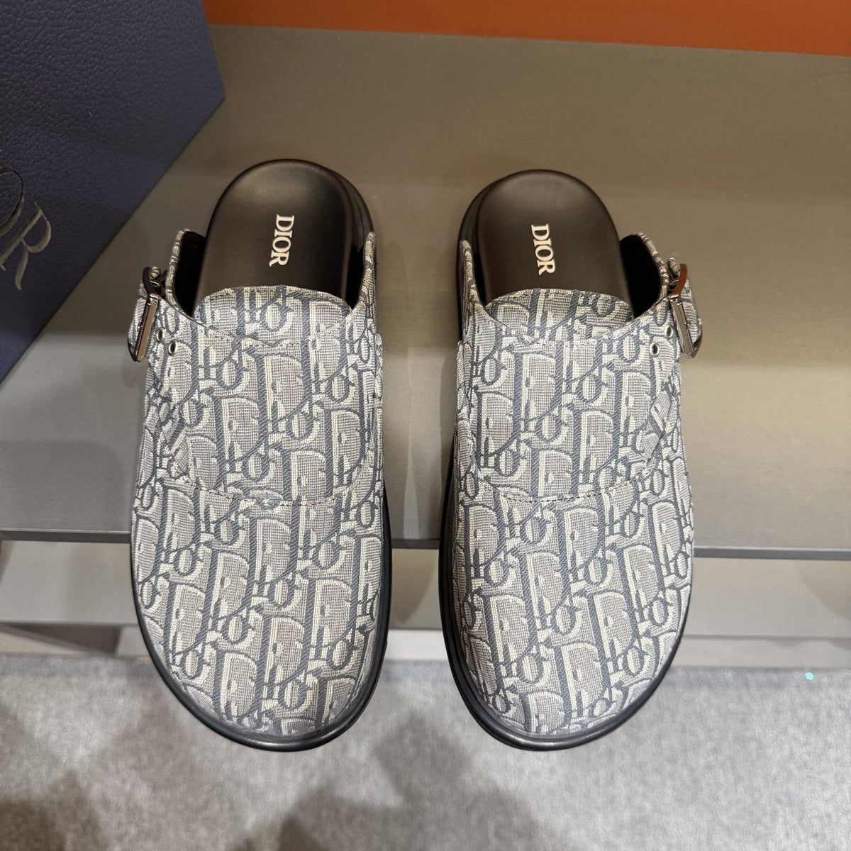 Dior Monogram Buckle Mule Shoes — front