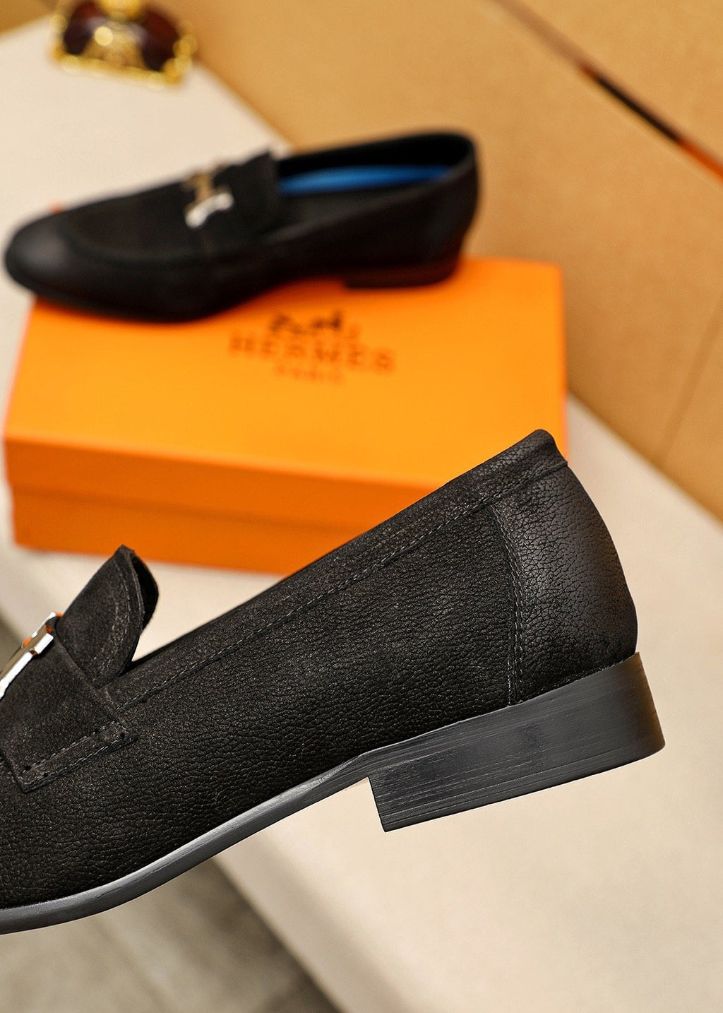 Hermès Dark Brown H-Hardware Loafers — back