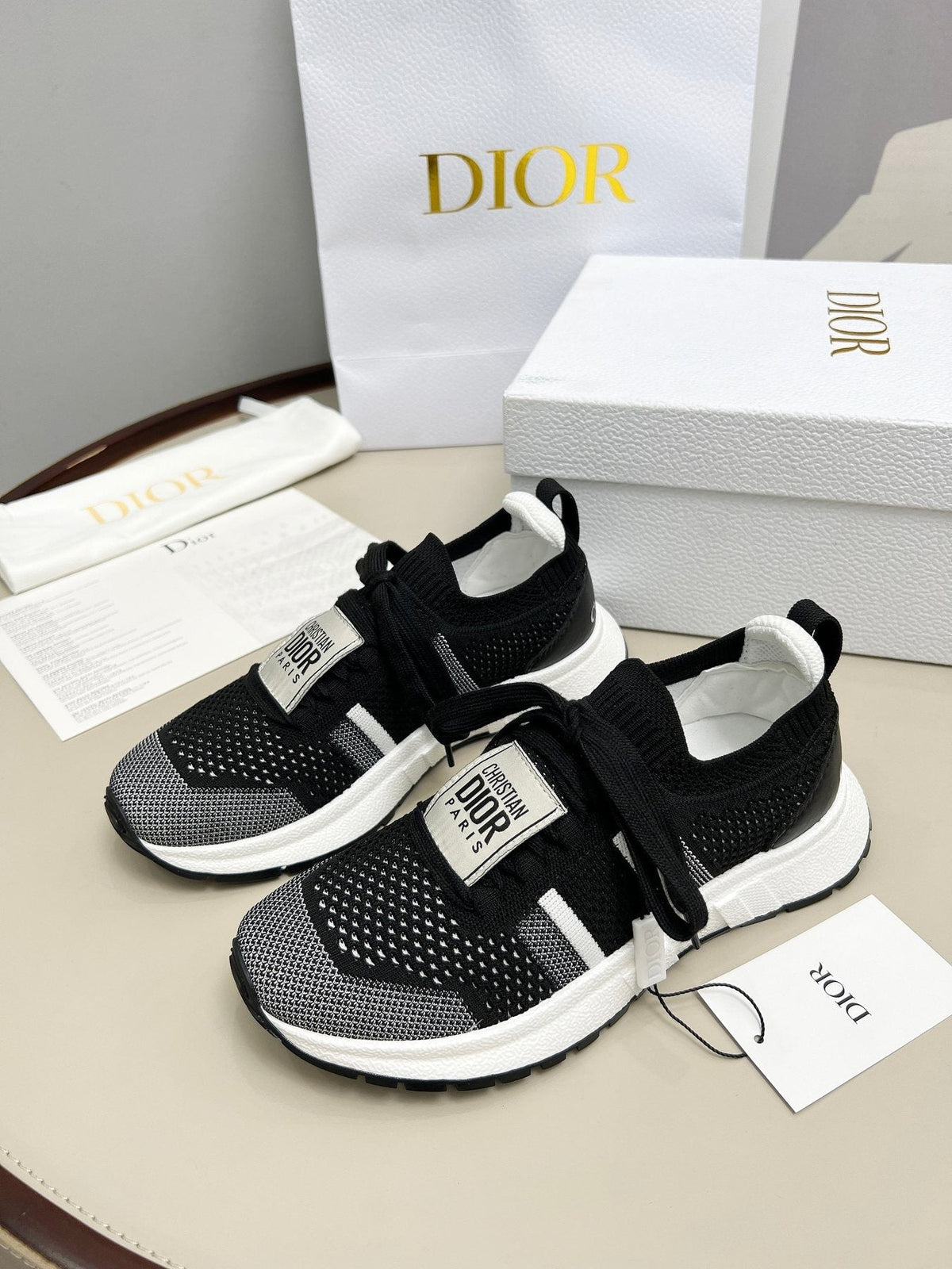 Dior Knit Lace-Up Sneakers — model