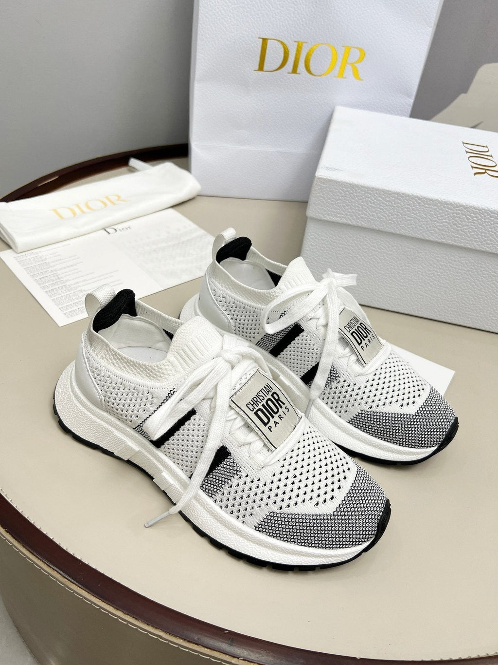 Dior Knit Lace-Up Sneakers — front