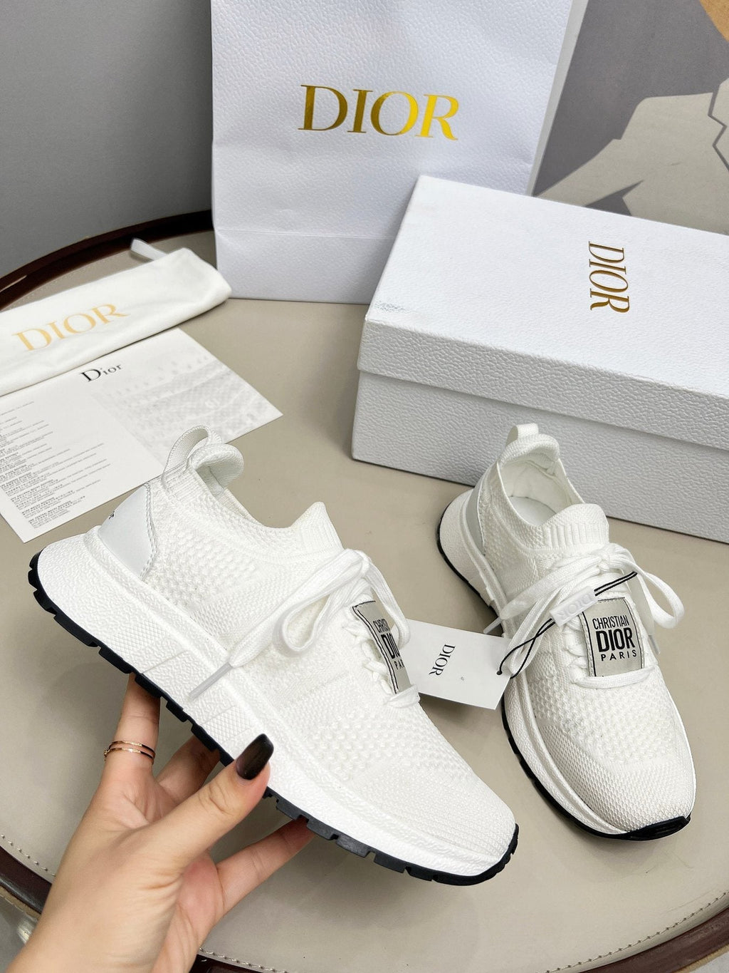 Dior Knit Lace-Up Sneakers — model