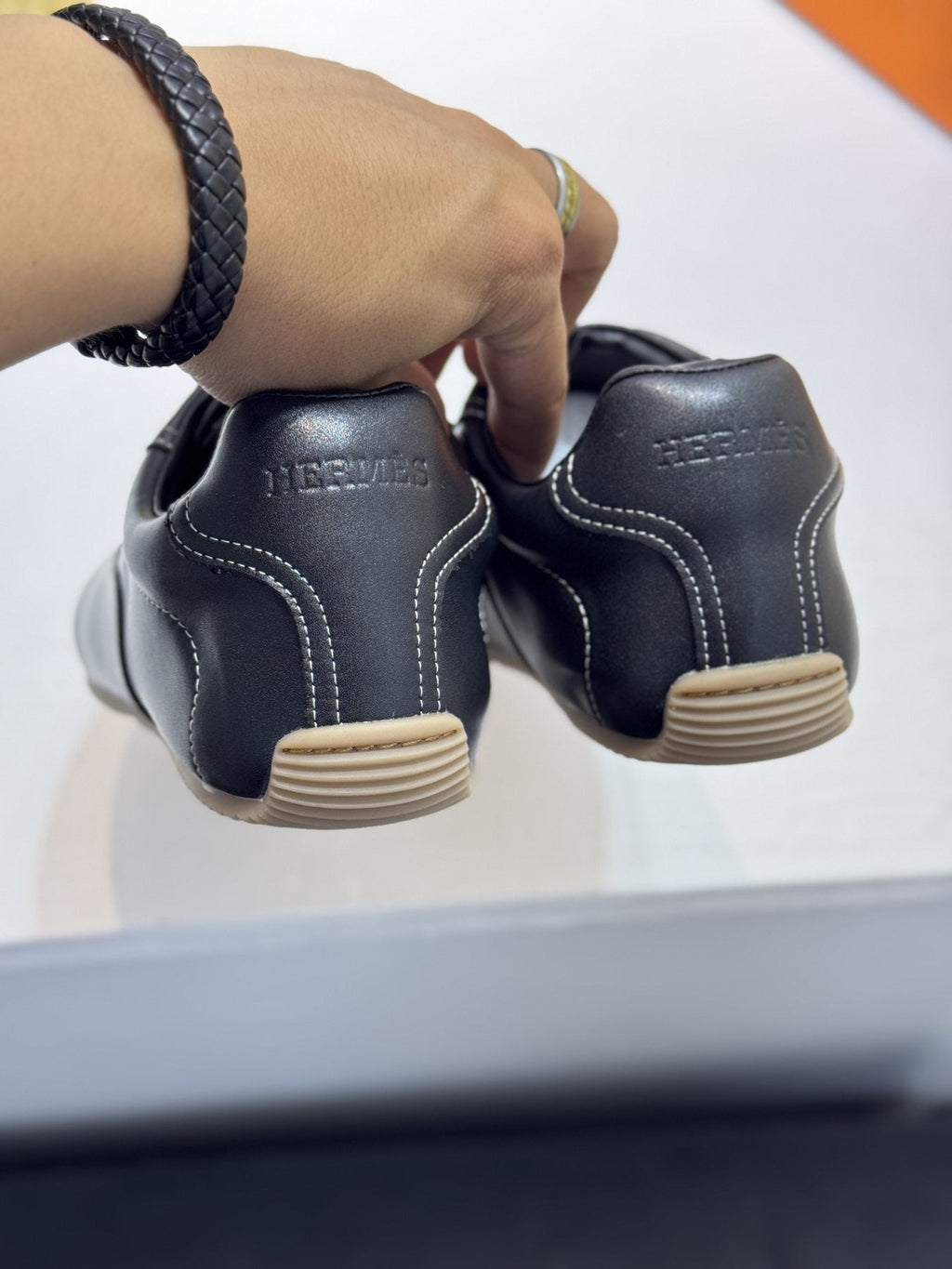 Hermès Contrast-Trim Low-Top Sneakers — back